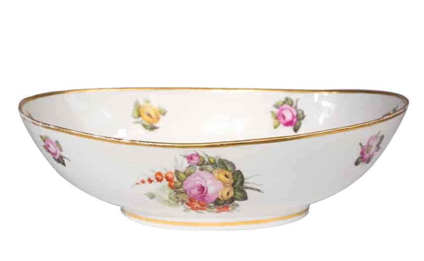 Large Derby basin painted with flowers att. William Billingsley, c.1790-0