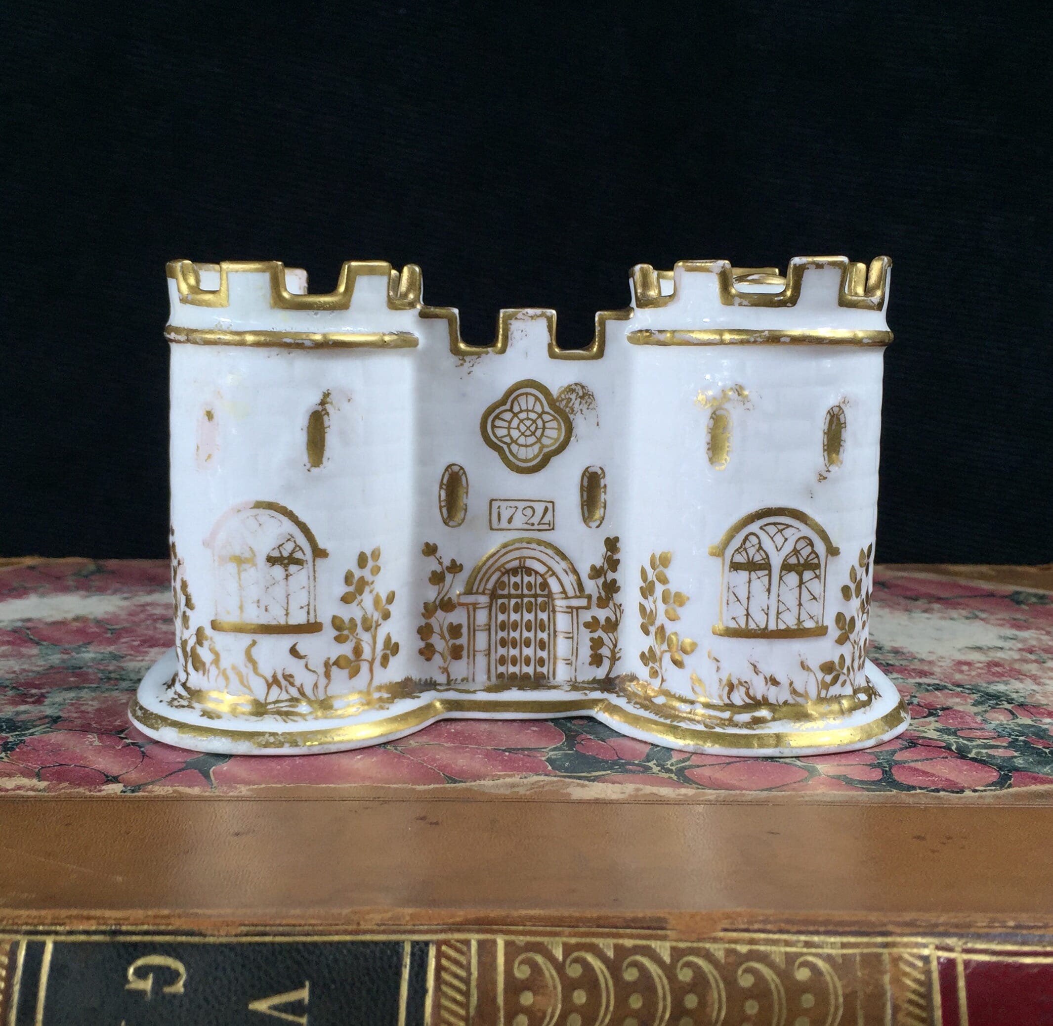 Minton Castle deskset, bone china c. 1830-0
