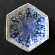 Small hexagonal dish with blue & white scrollwork, Kanxi, early 18th century-0