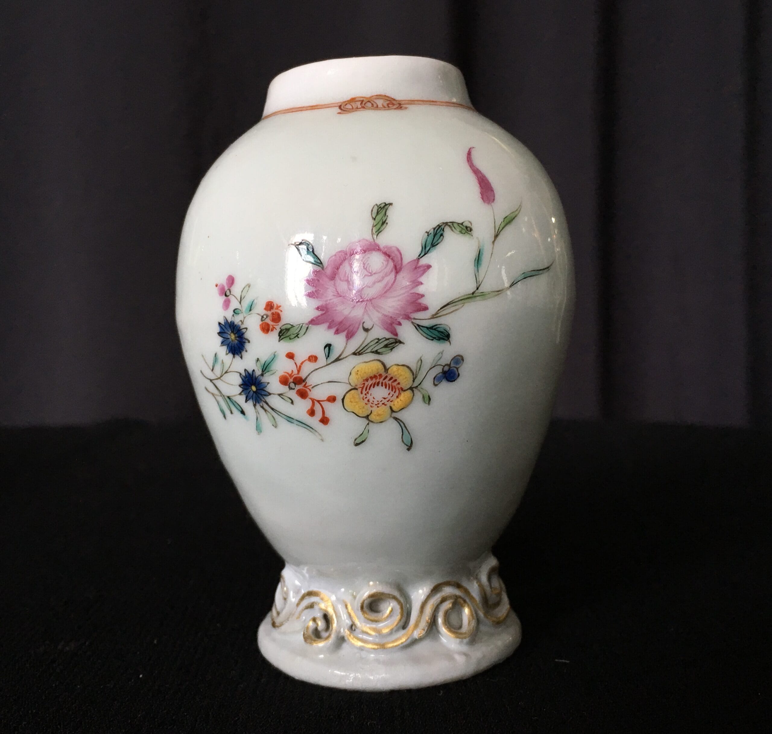 Chinese Export tea canister, flower pattern, c.1760-0