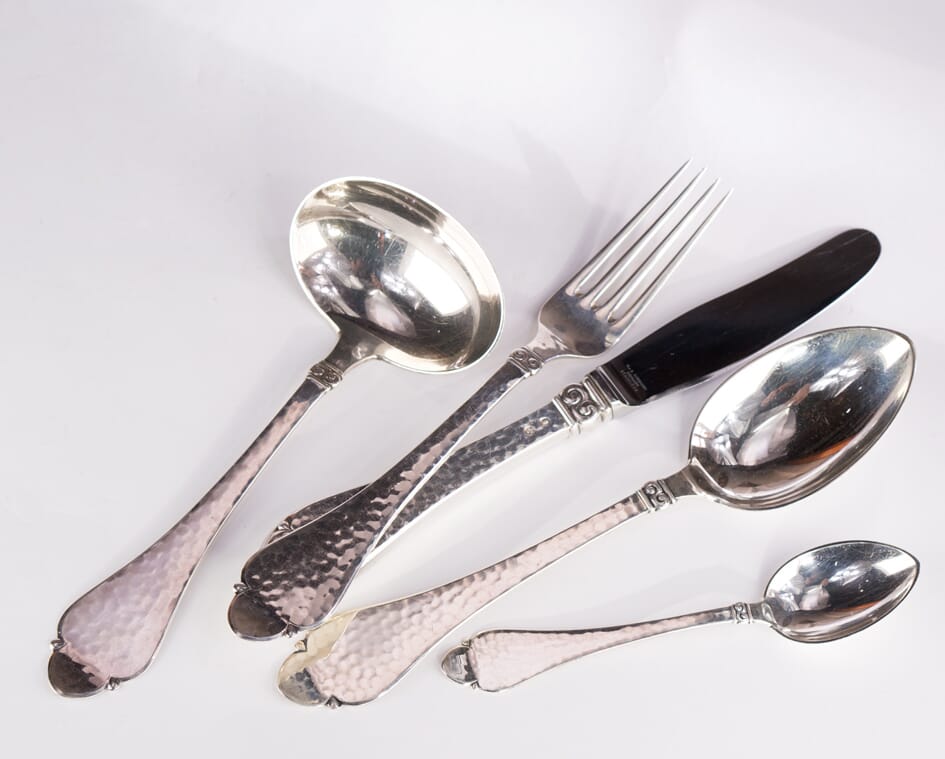 Setting of 12 Danish silver cutlery, 1920's-60's, total 122 pieces-0