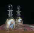 Pair of perfume bottles, hand painted child portraits, c. 1880-0