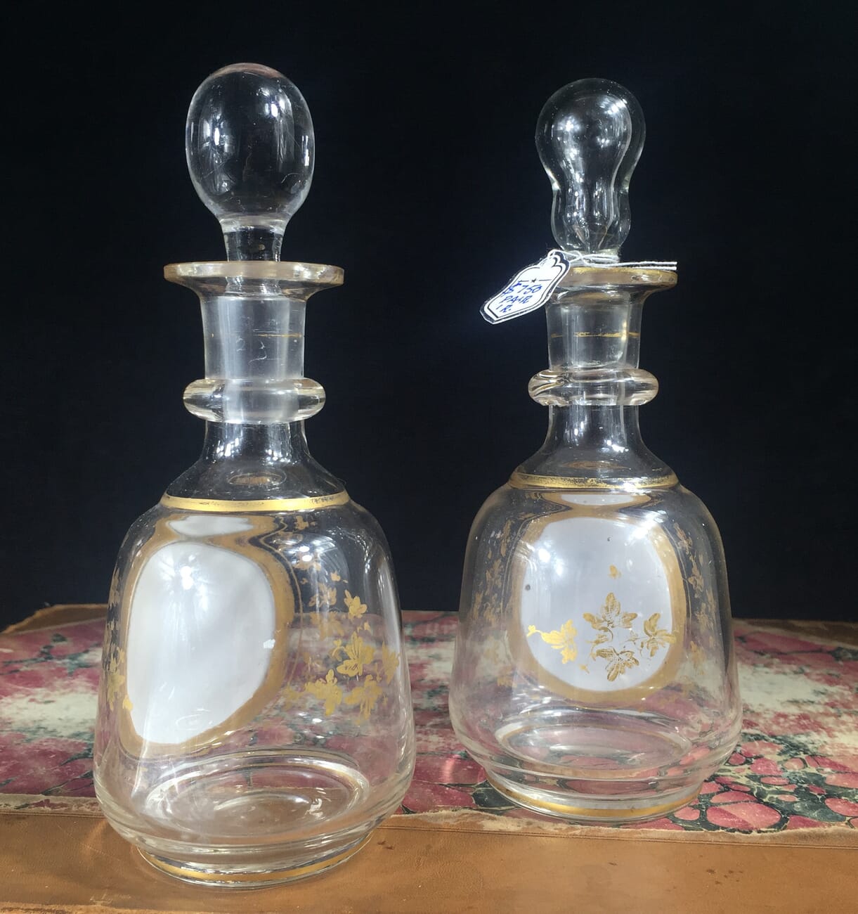 Pair of perfume bottles, hand painted child portraits, c. 1880-16357