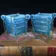 Pair of blue pearline glass square baskets, circa 1880-0
