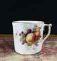 Stevenson & Hancock Derby coffee can with fruit by Chivers, rare mark 1934-5-0