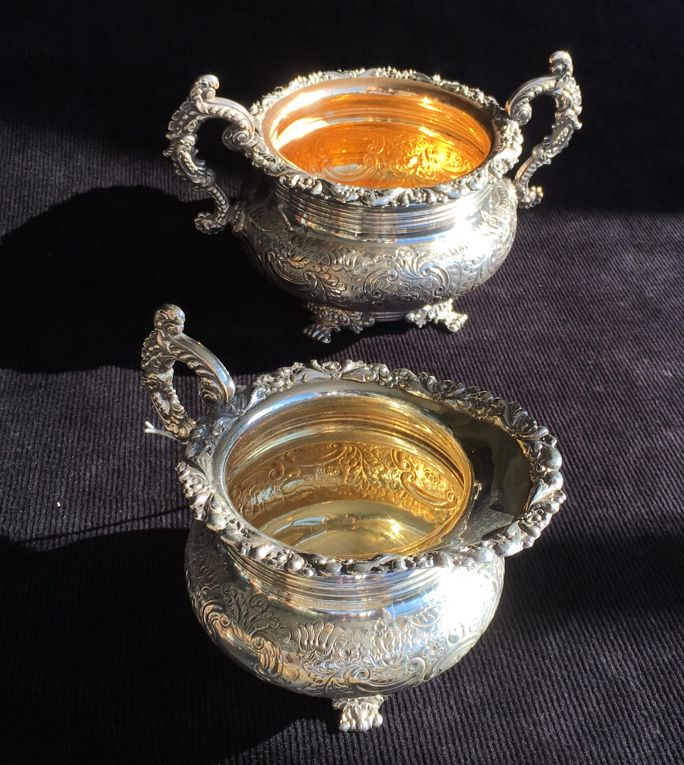 Old Sheffield Plate Sugar & creamer, circa 1830-0