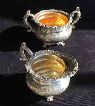 Old Sheffield Plate Sugar & creamer, circa 1830-0