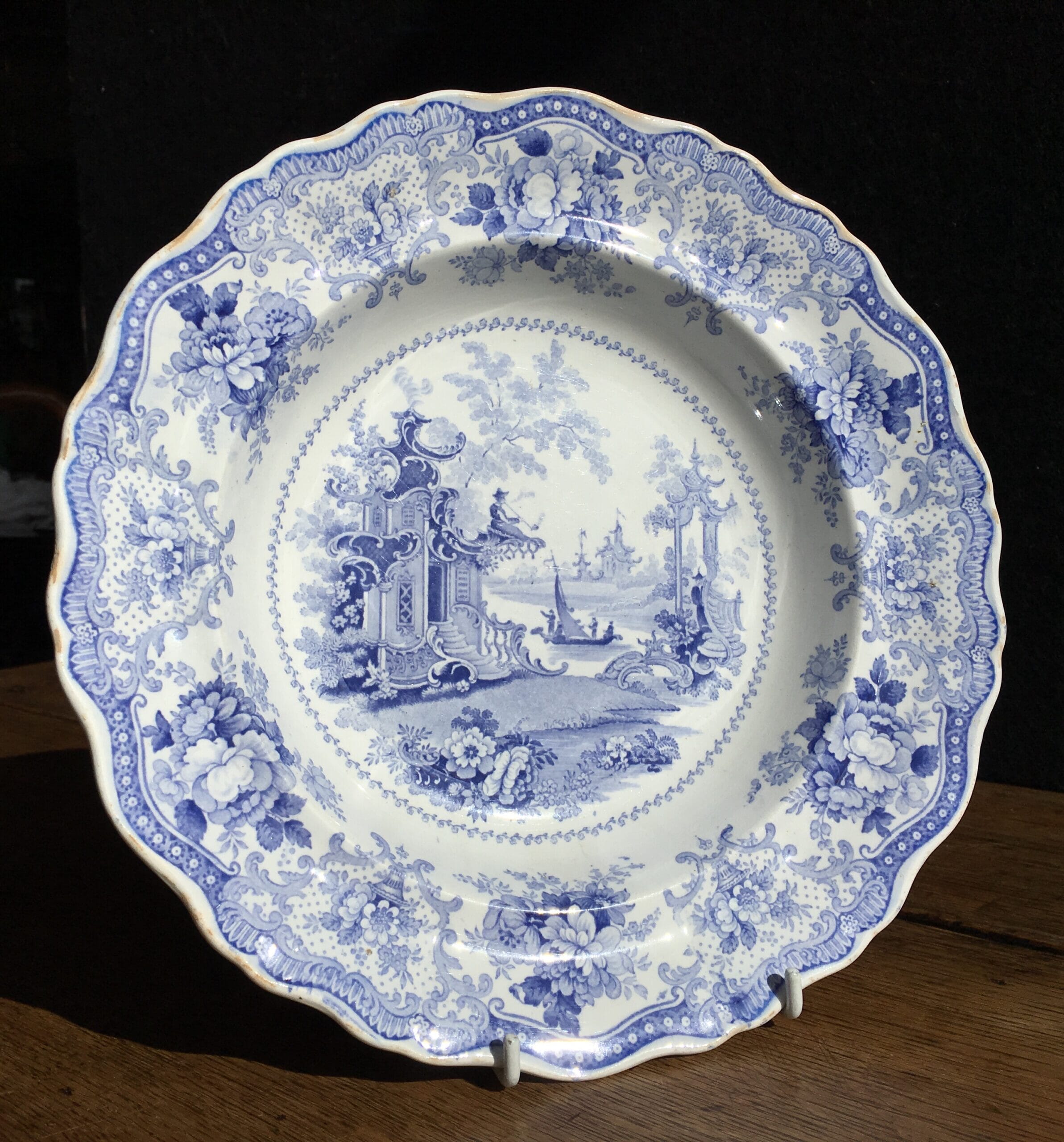 Pottery soup plate, Meir and Son " Fairy Villas " pattern, c.1837.-0