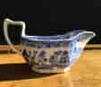 Willow pattern sauce boat, Staffordshire Pottery circa 1850-0