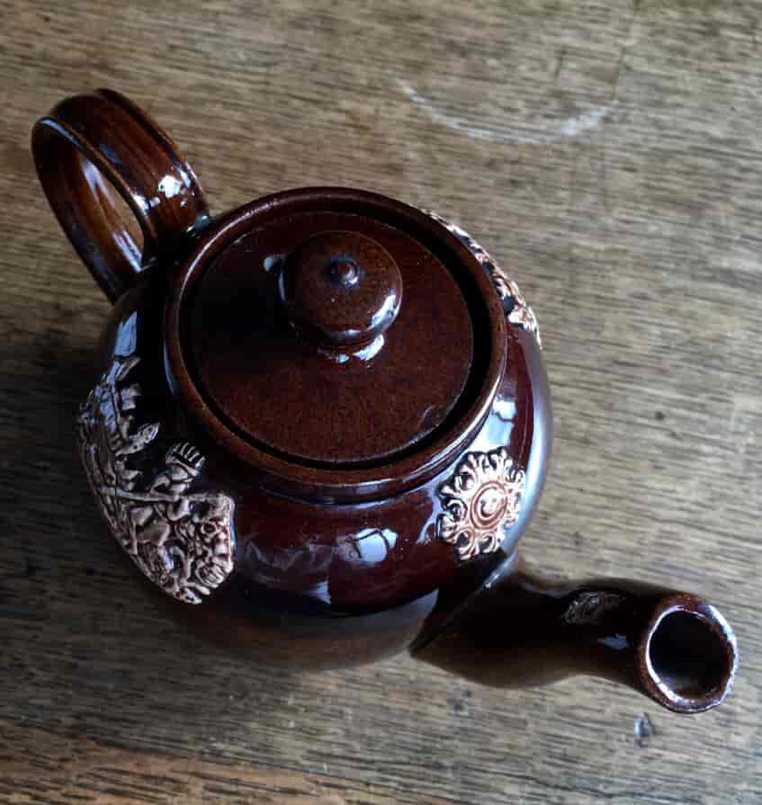 Rockingham glaze teapot with sprigging, C. 1830 -16956