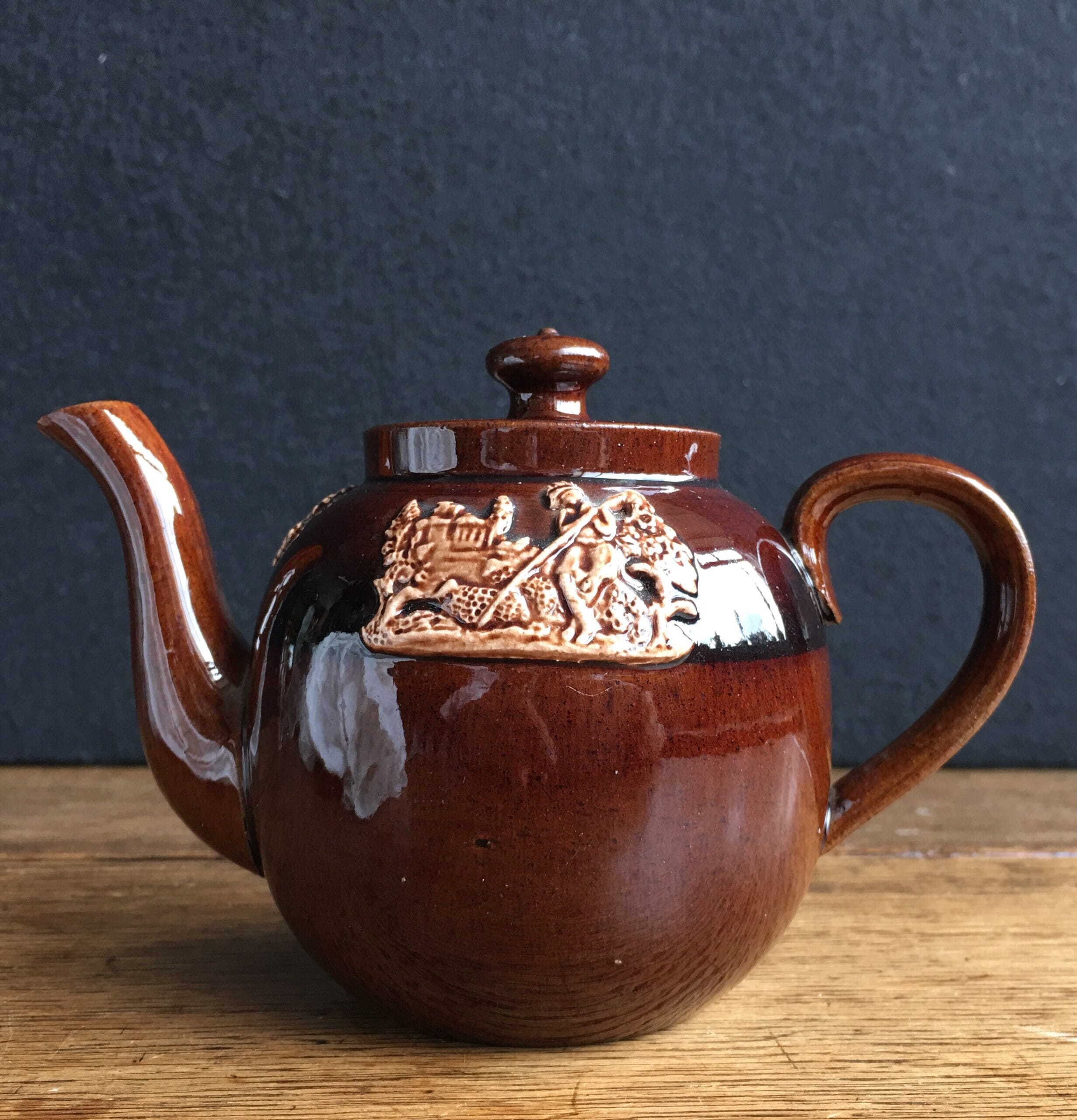 Rockingham glaze teapot with sprigging, C. 1830 -0