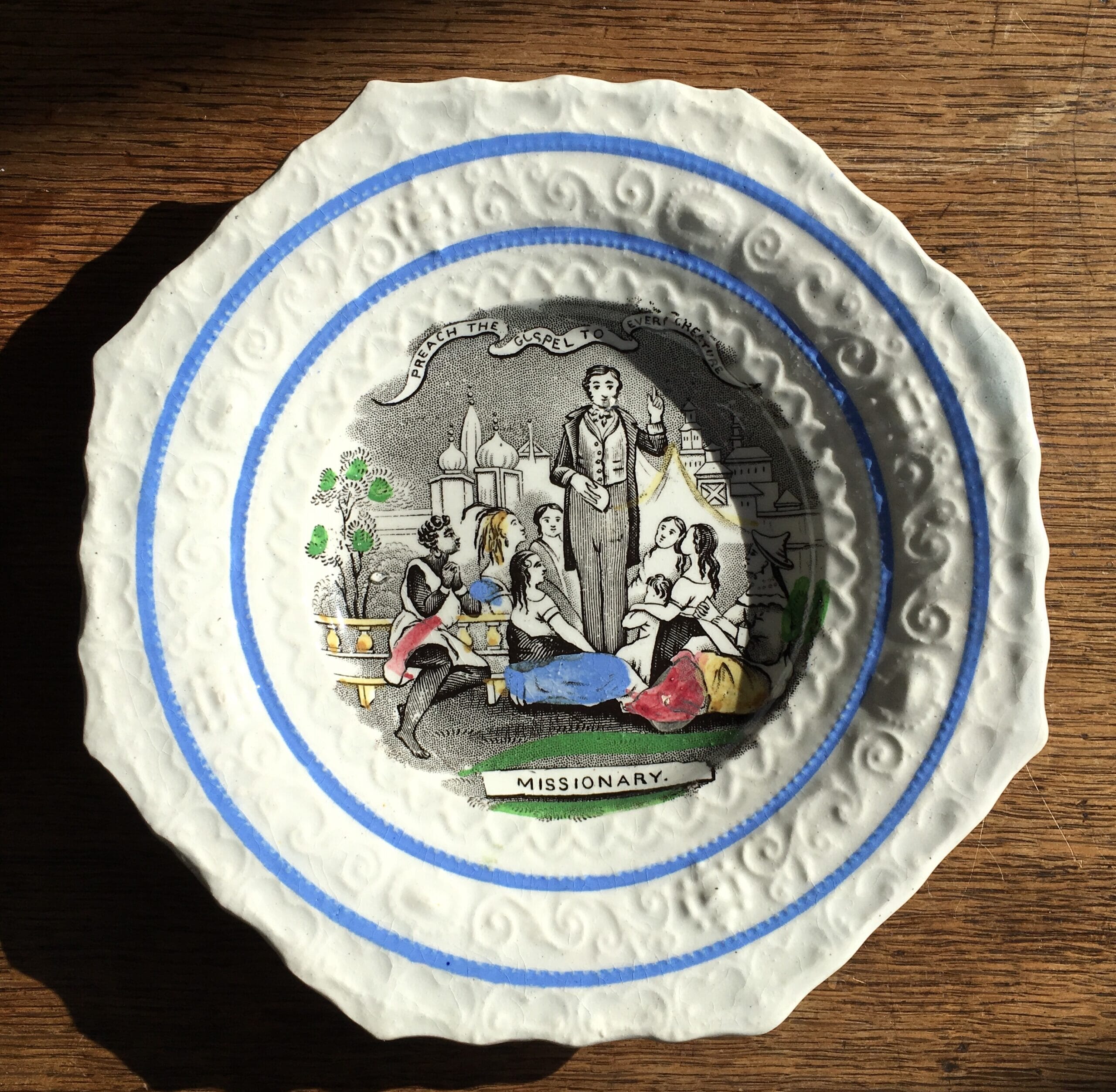 Child's plate with 'Missionary', Bailey & Ball circa 1850-0