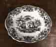 Childs service meat platter black chinoiserie prints, c. 1840-0