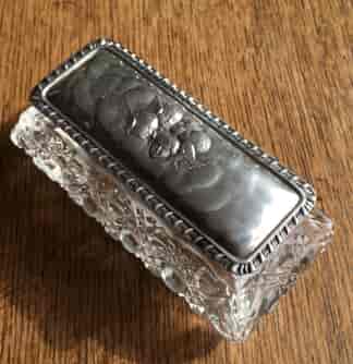 Cut crystal dressing table box, Angels sterling lid 1922-0