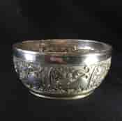 Burmese silver bowl, Burmese lion embossed, c. 1900-17175