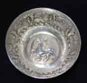 Burmese silver bowl, Burmese lion embossed, c. 1900-17177