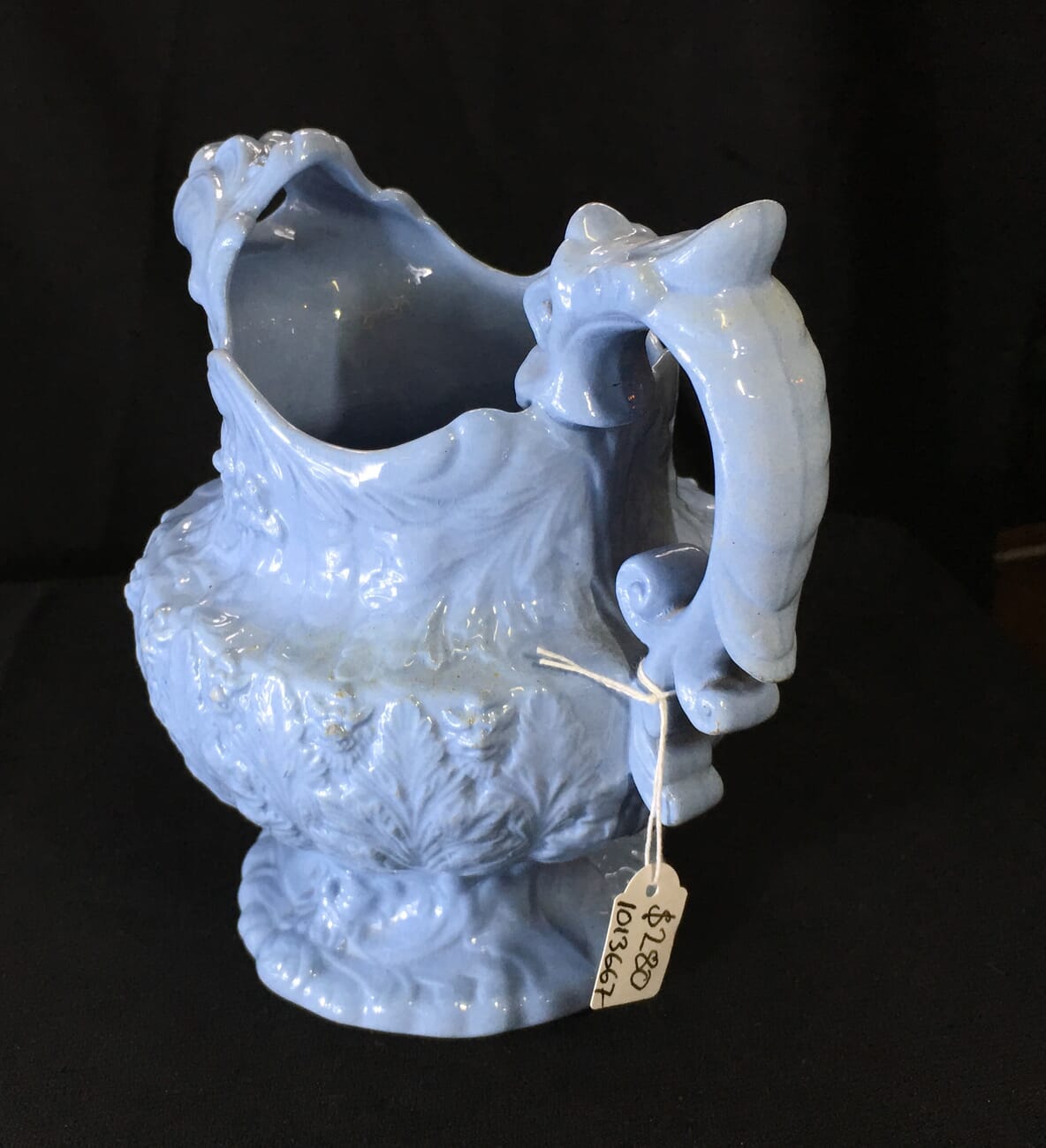 Blue pottery jug, neptune head spout, C. 1830 -17277