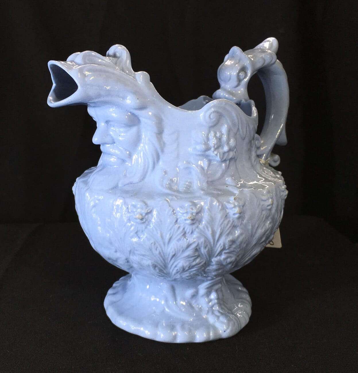 Blue pottery jug, neptune head spout, C. 1830 -17278