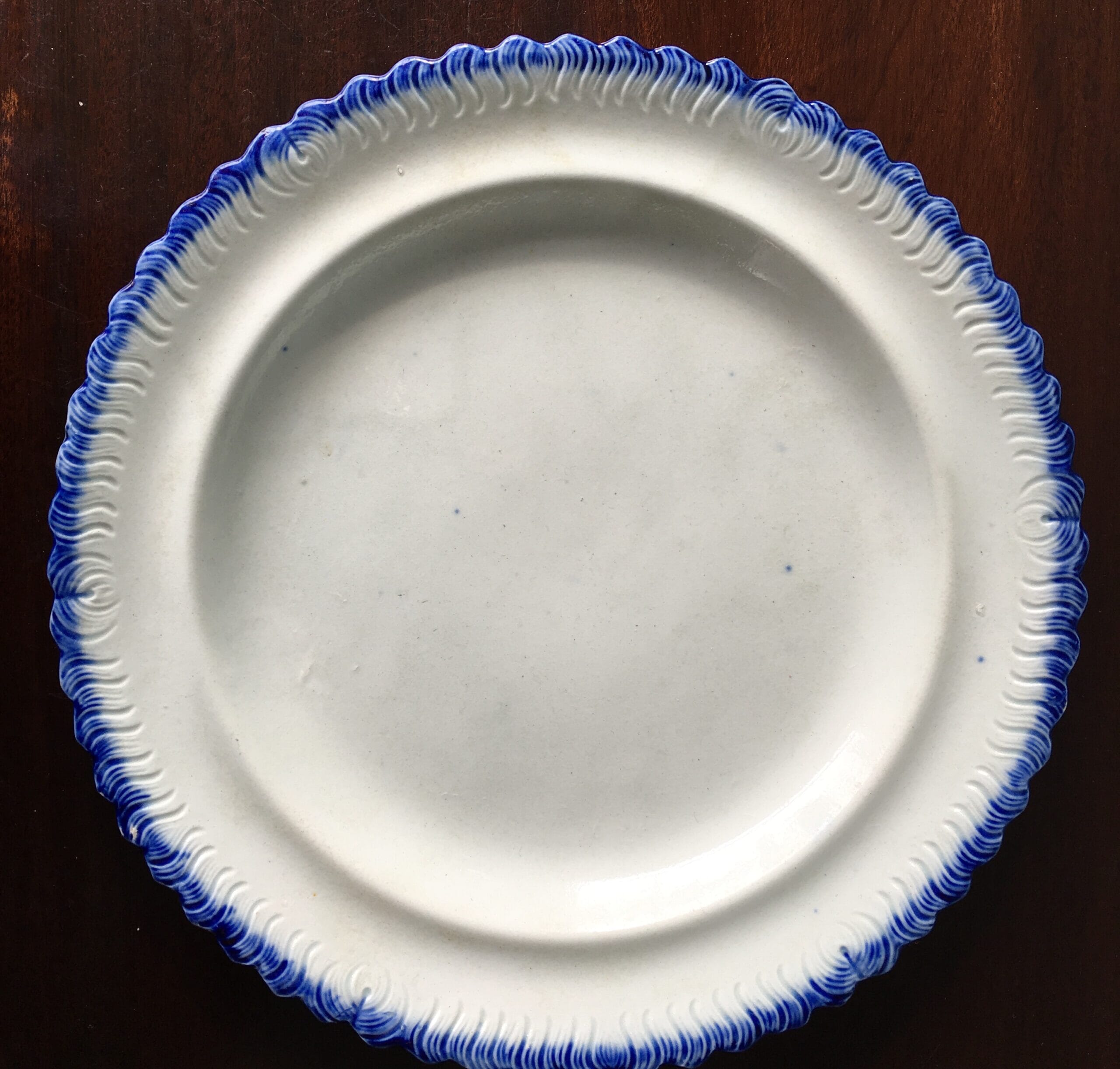 Glamorgan pottery plate with feathered rim, Baker, Bevans & Irwin, c. 1820. -0