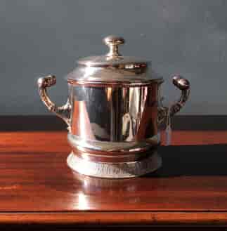 Electroplated American biscuit barrel, amazing handles, c. 1880-0