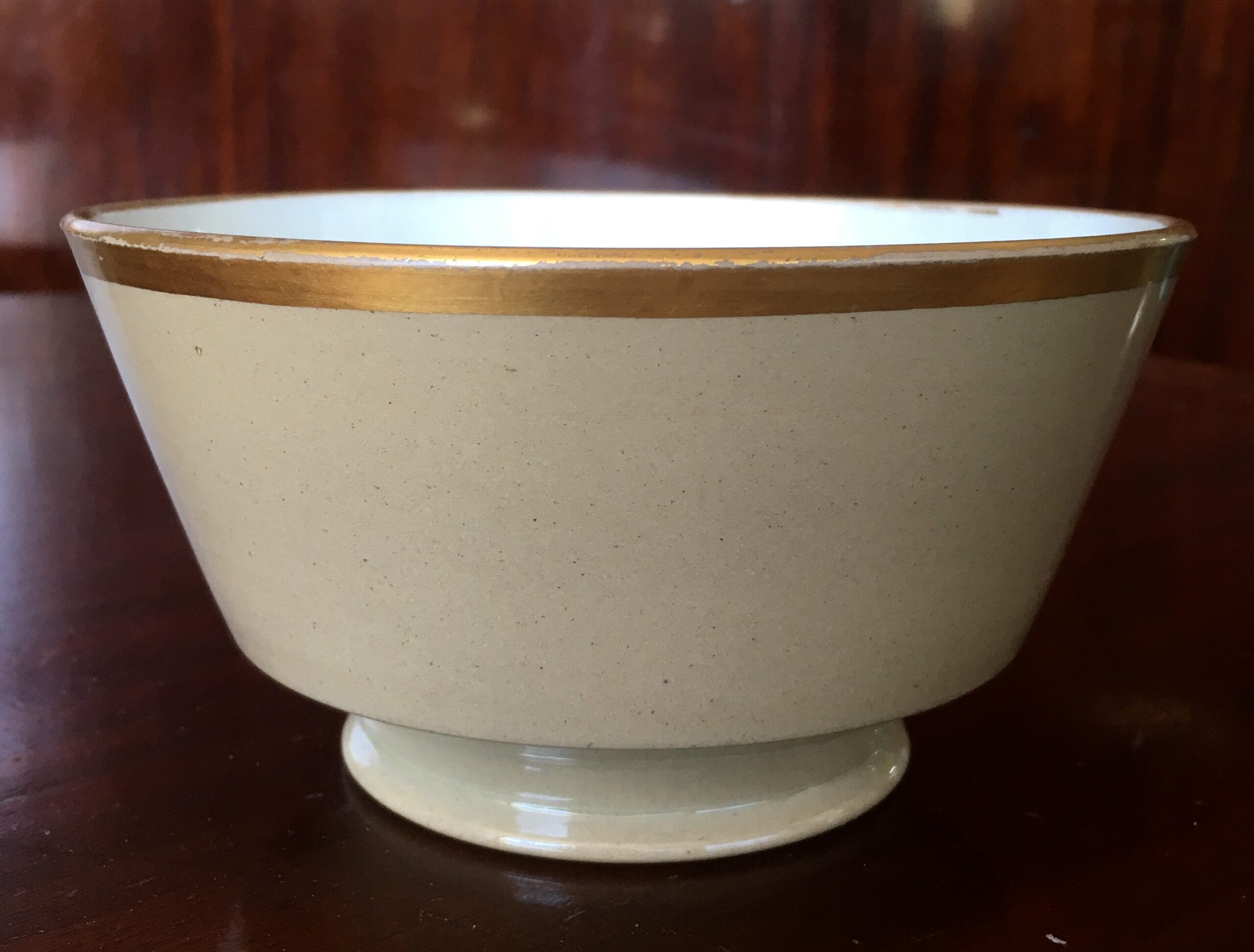 Spode pottery 'drabware' slop bowl, gilt rim, c. 1820 -0