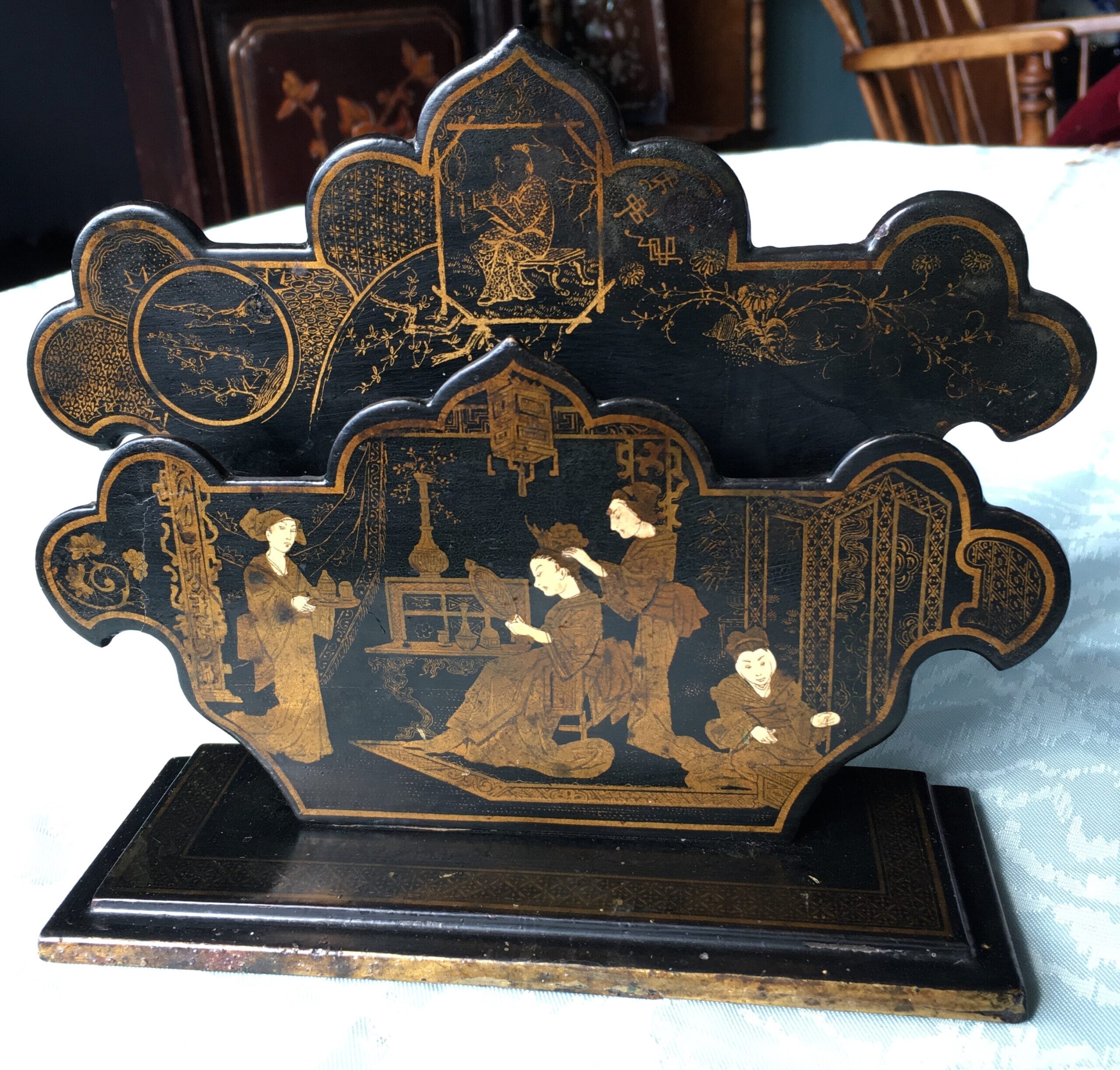 English Chinoiserie letter rack, Chinoiseries, C. 1890-0