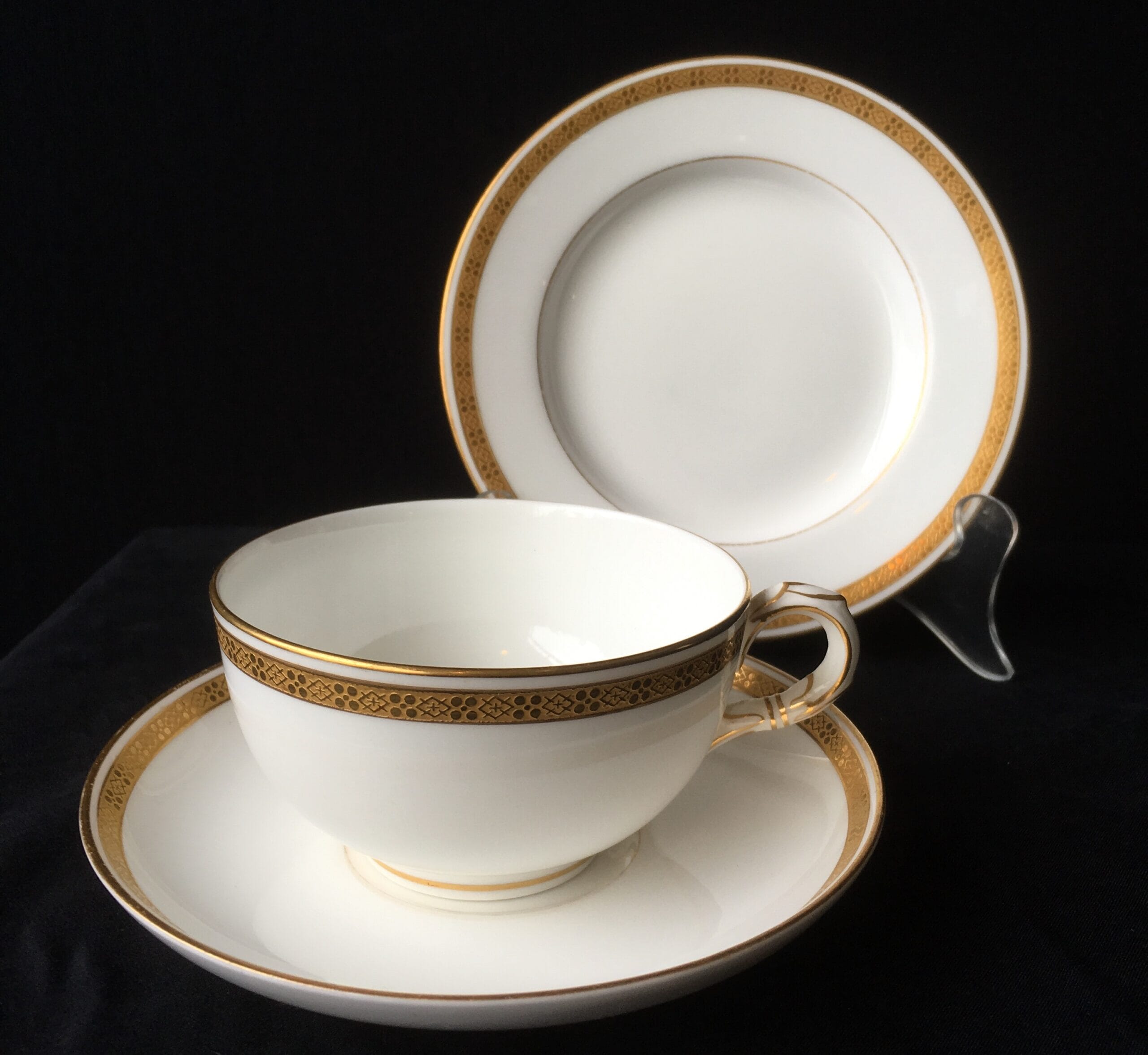 Royal Worcester trio with white ground and gilt rim,1928, multiple available-0