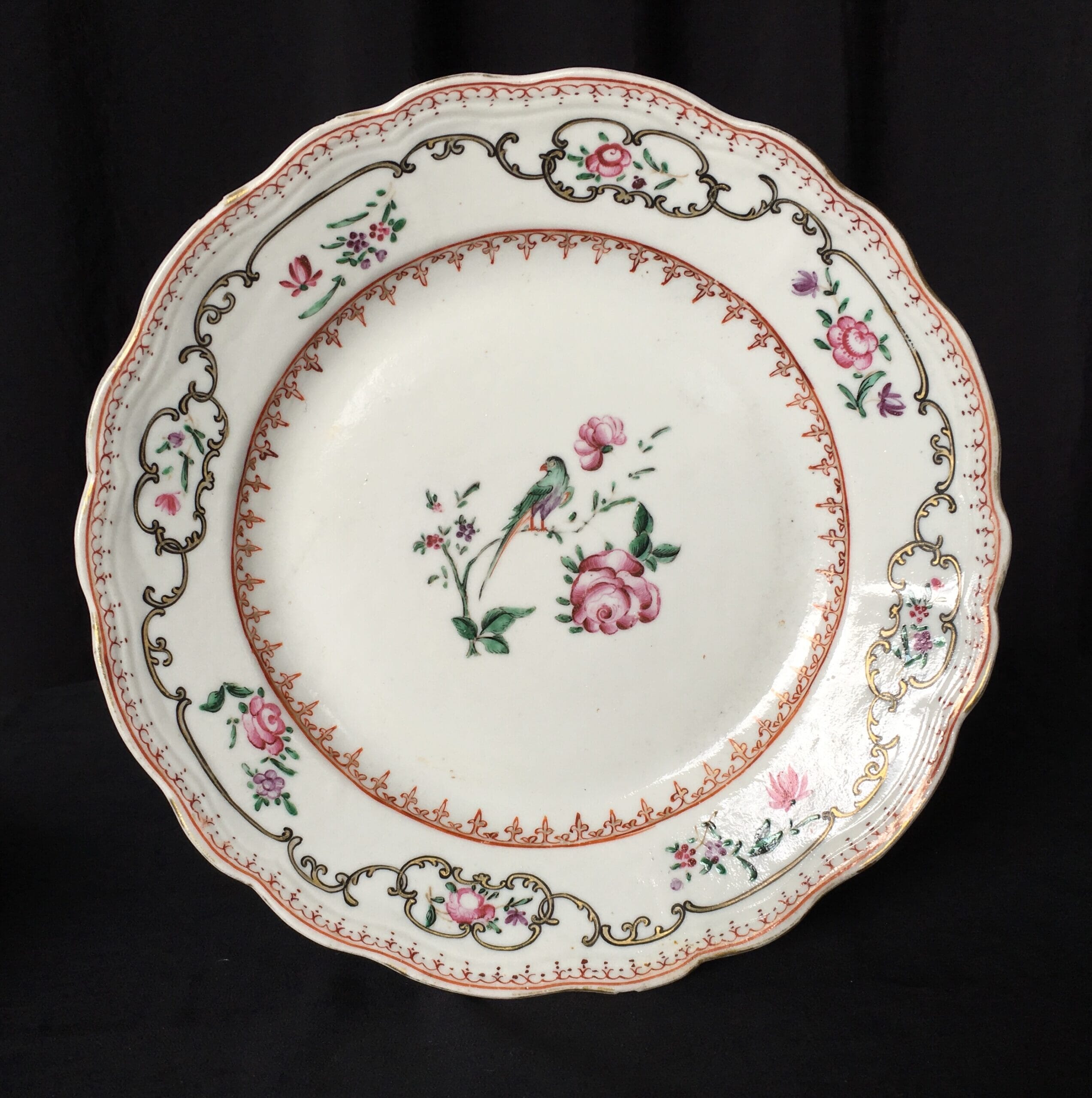 Chinese Export plate, famille rose 'European Birds' , c.1745-0