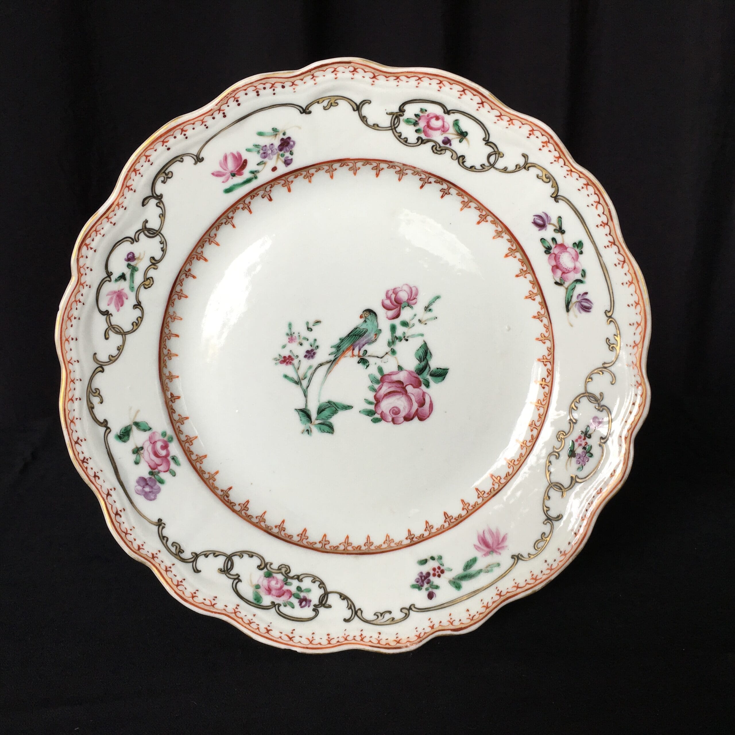 Chinese Export plate, famille rose 'European Birds', c.1745-0