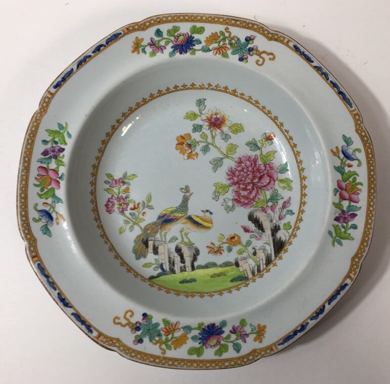 Spode stone china peacock plate, c. 1820 -0