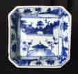 Chinese porcelain square dish with underglaze landscape, Kanxi c.1700-0