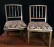 Pair of English elm country chairs with stringing to the splats, c. 1800-0