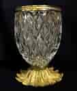 French cut crystal vase shaped as a pineapple with ormolu mounts, c. 1920-0