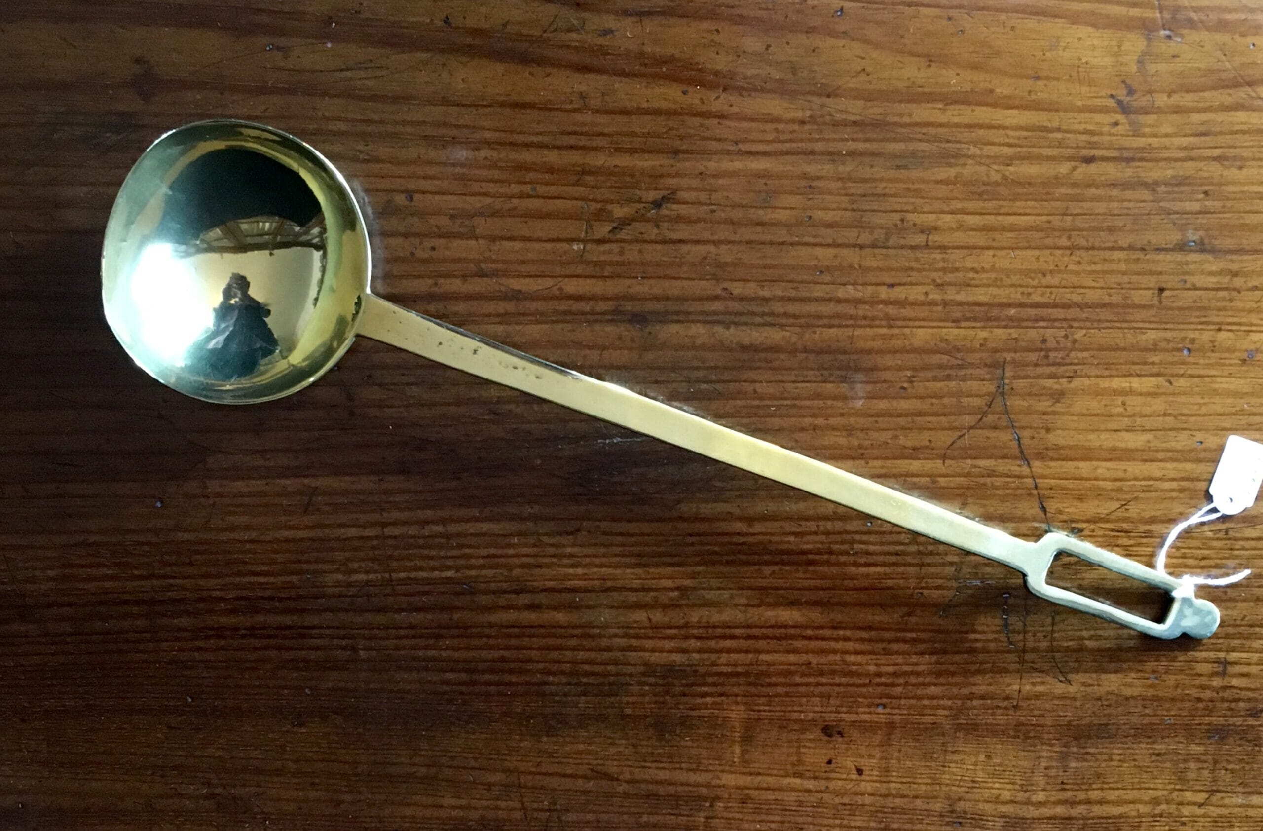 Brass ladle with rectangle handle, mid 19th C.-0