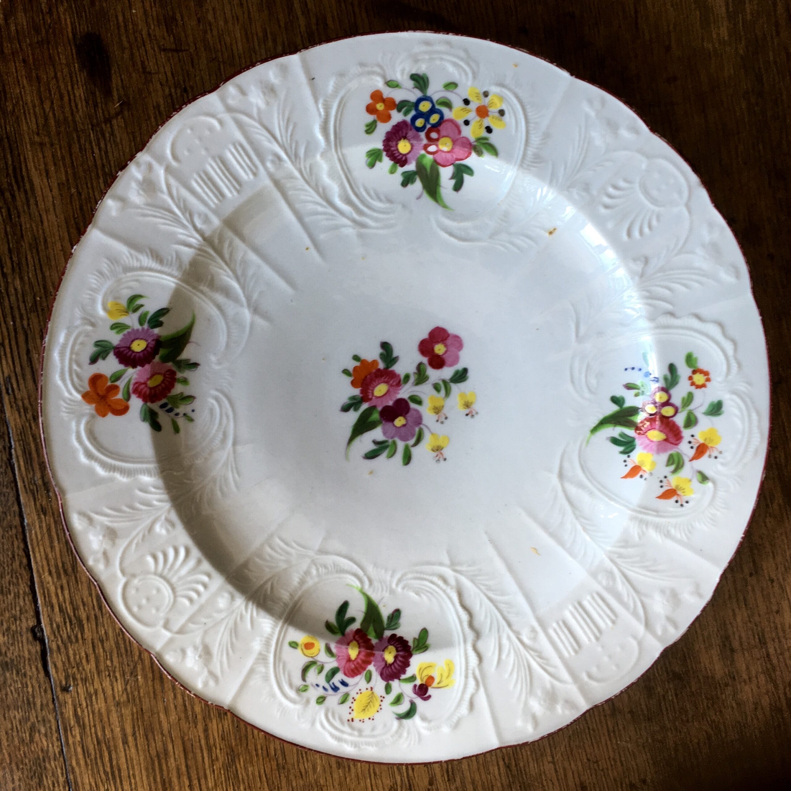 Coalport ‘Dulong’ moulded plate, after Meissen, flower sprays, C. 1820 -0