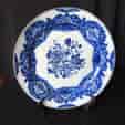 Chinese Export blue & white charger, flowers, c.1760-0