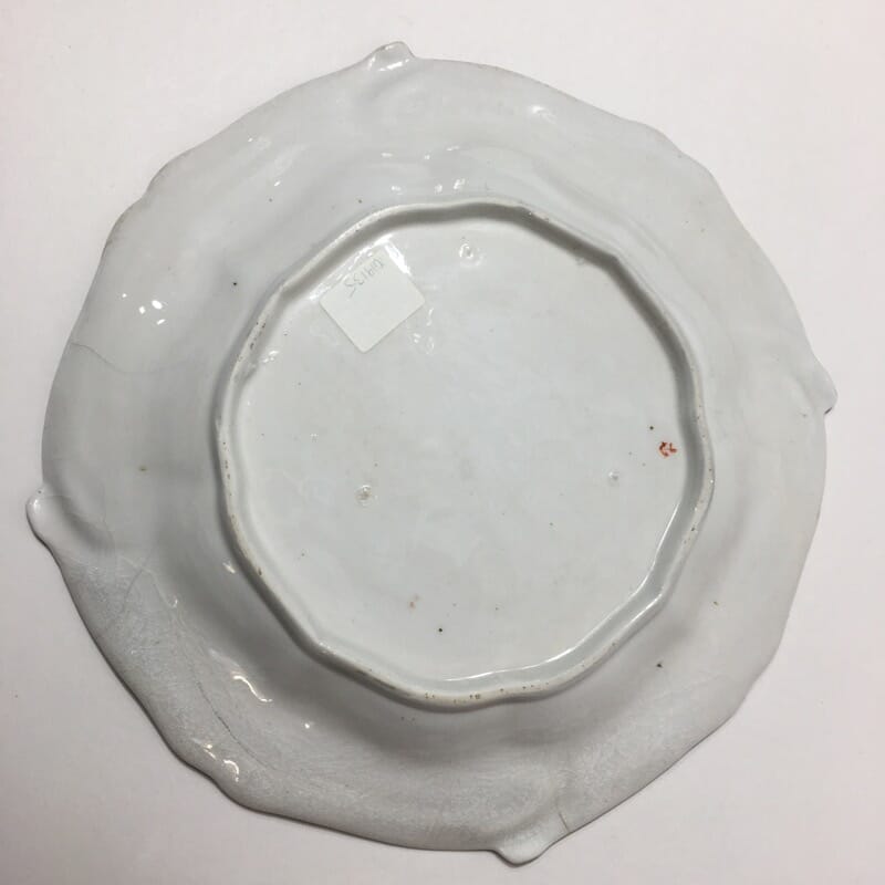 Chelsea plate, Rococo moulding with flowers, Red Anchor circa 1760-23069