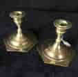 Pair of low Indian brass candlesticks, c. 1900-0
