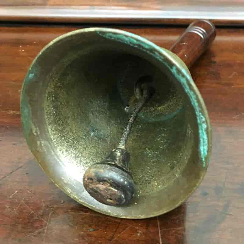 19th Century brass handbell with turned wooden handle -18839