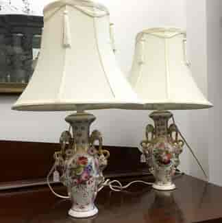 Pair of Paris porcelain vases converted to lamps, c. 1865 -0