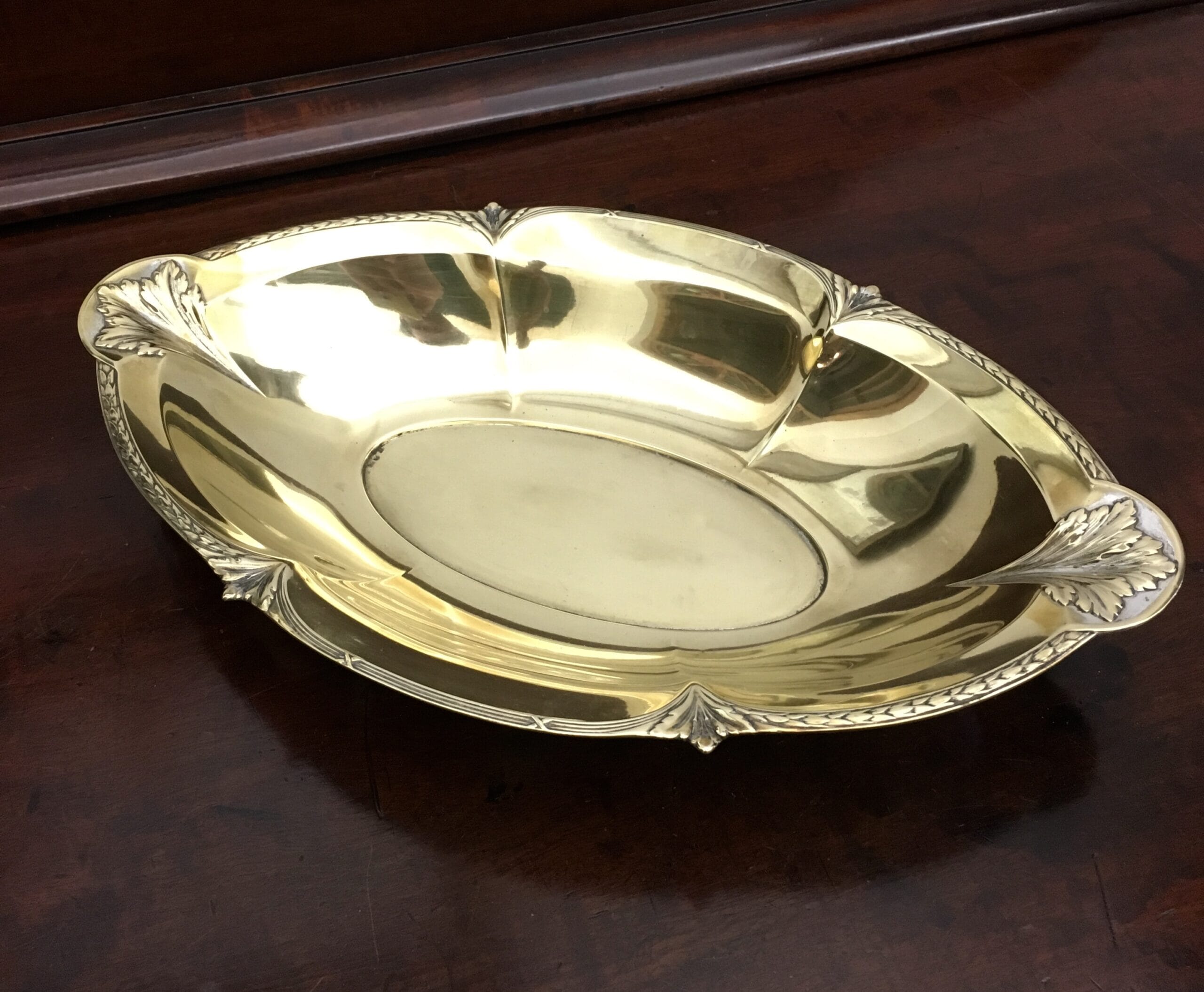German WMF brass fruit dish, with impressed marks, C. 1920-0