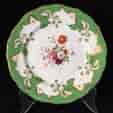 English porcelain plate with flower sprays, green ground, c. 1850 -0
