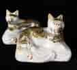 Pair of Staffordshire Pottery cats, scroll bases, c. 1860 -0