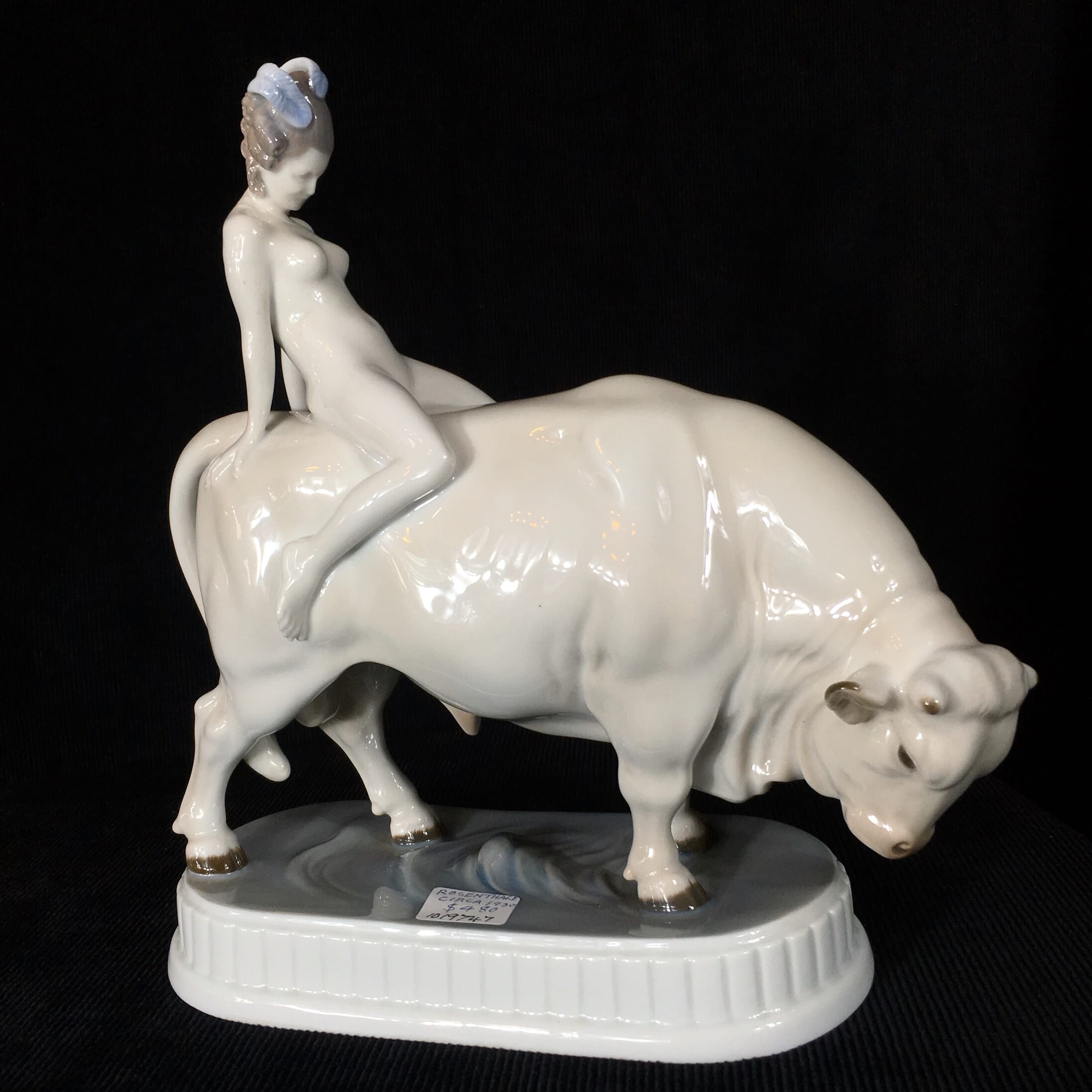 Rosenthal figure of a lady on a bull, 1930's-0