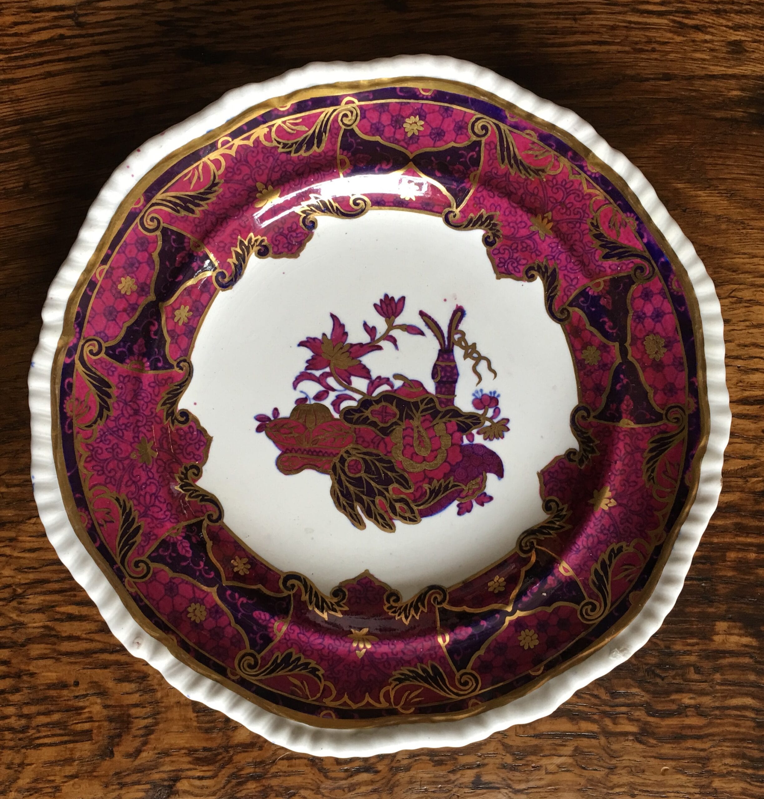 Spode's Imperial' plate, oriental design overpainted in puce, #4233, c1825