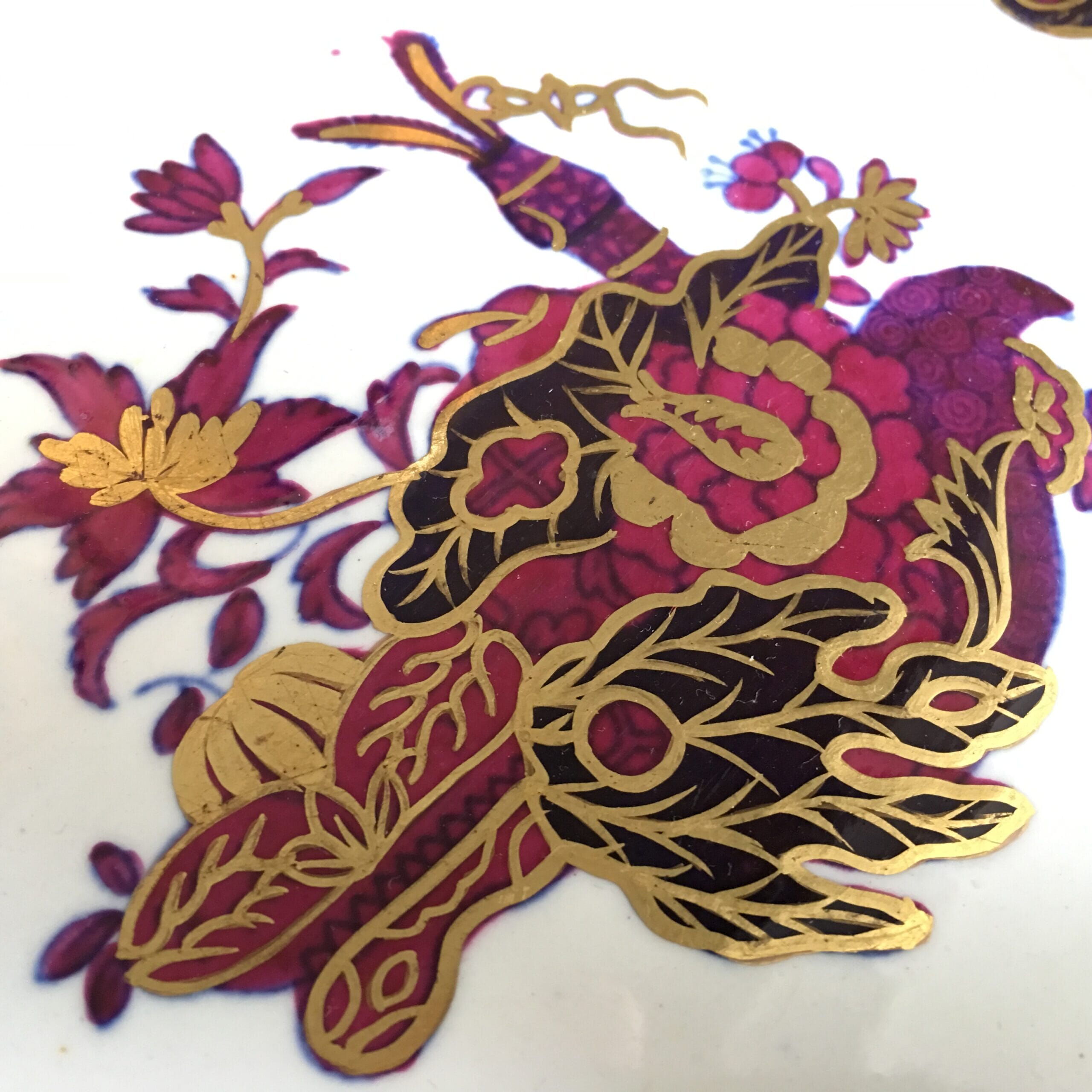 Spode's Imperial' plate, oriental design overpainted in puce