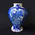 Dutch Delft baluster vase, oriental flowers, c.1800-0