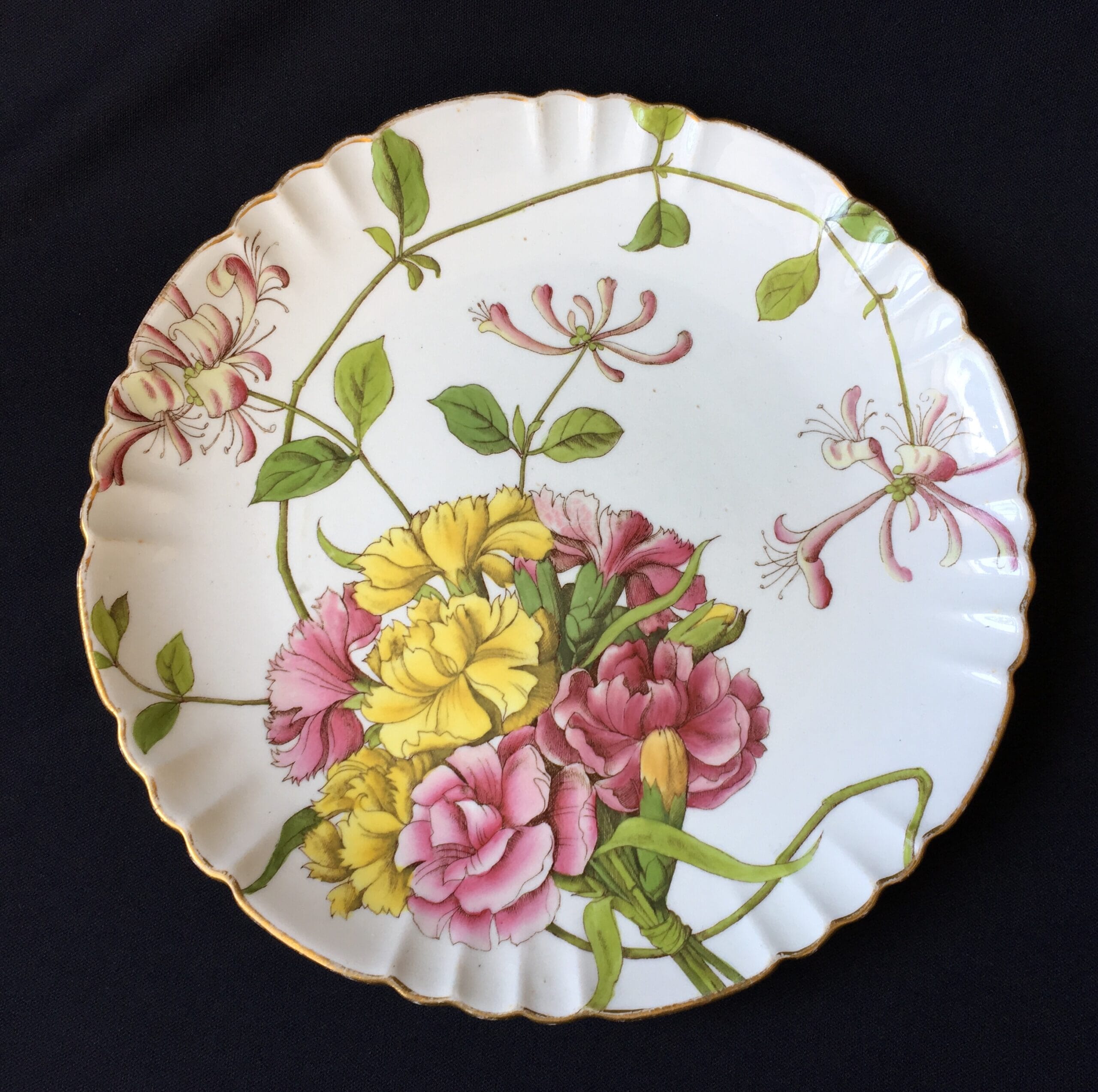 Minton plate, printed & painted with flowers, Melrose pattern c.1885-0