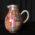 Chinese export milk jug with family scene, intense orange ground, c.1785 -0