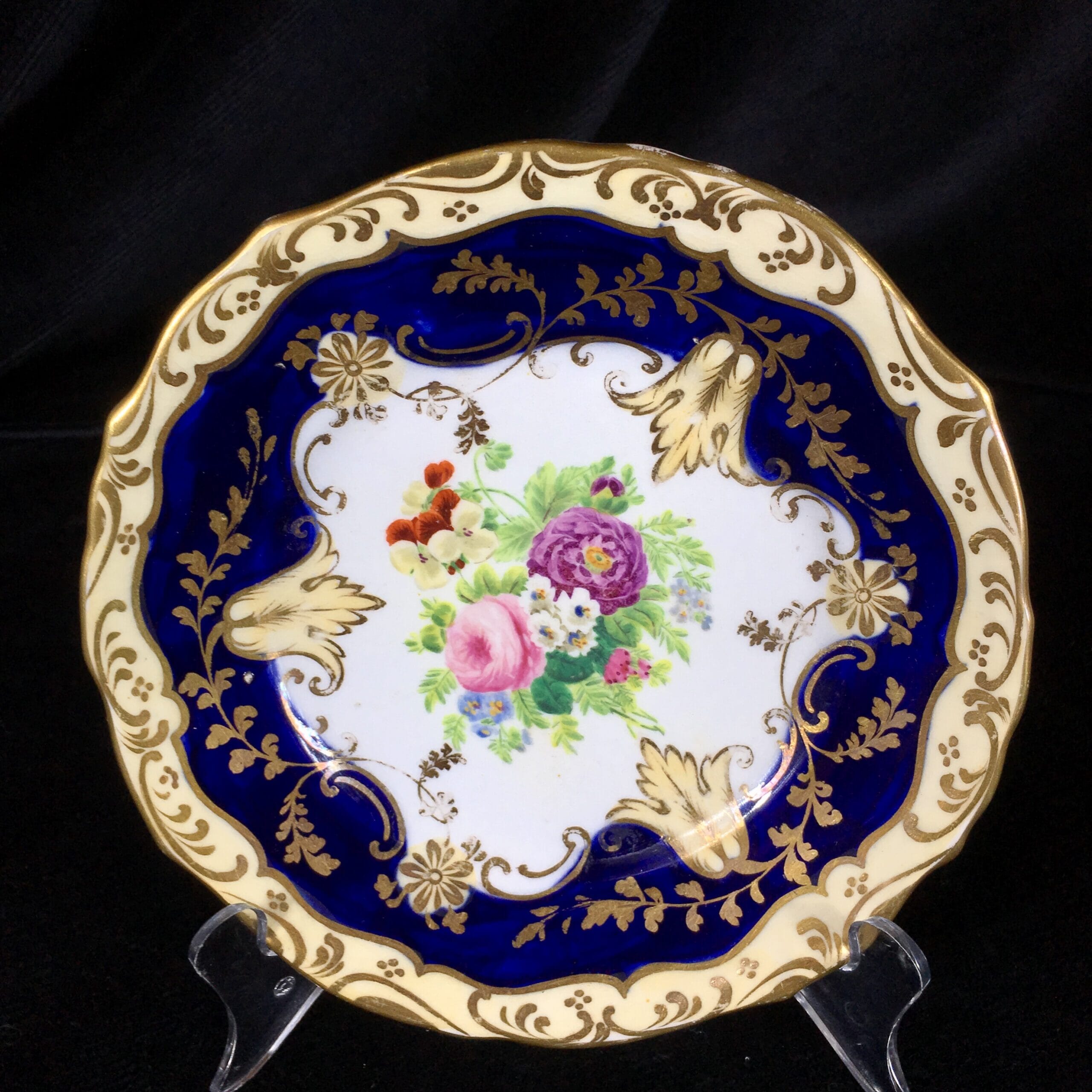 English porcelain plate painted with flowers circa 1860 -0